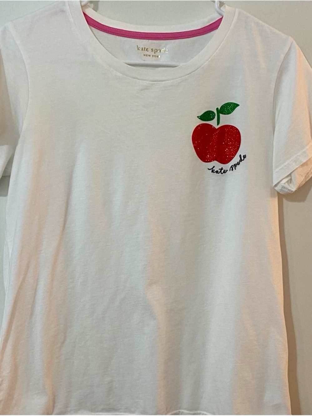 kate spade White Short-Sleeve Tee with Red Apple Motif